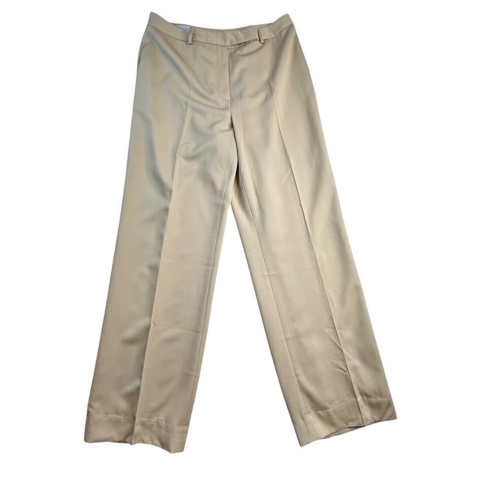 NWT Brooks Brothers Womens Tan 100% Wool Wide Leg Dress Pants Trousers Size 10